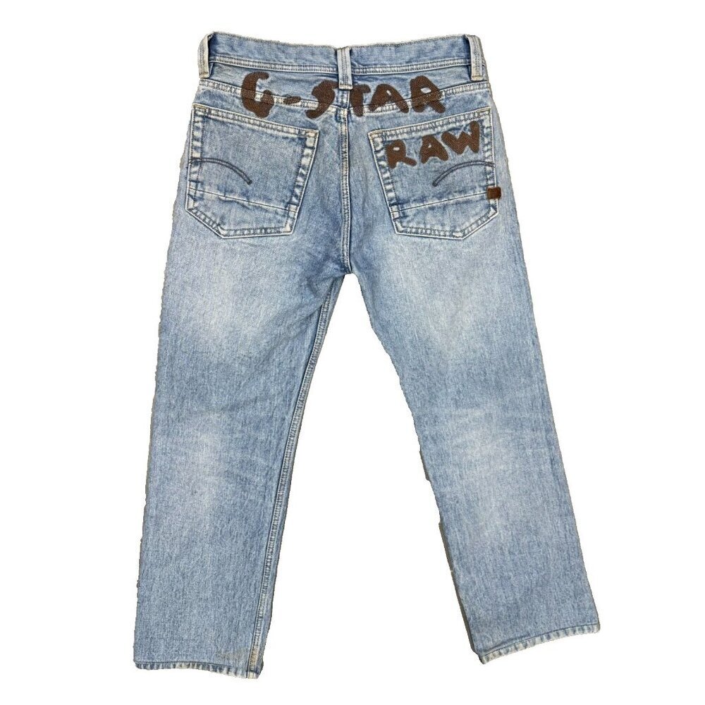 G-Star RAW Denim Jeans Embroidered Logo Blue Cotton Stretch 32x29